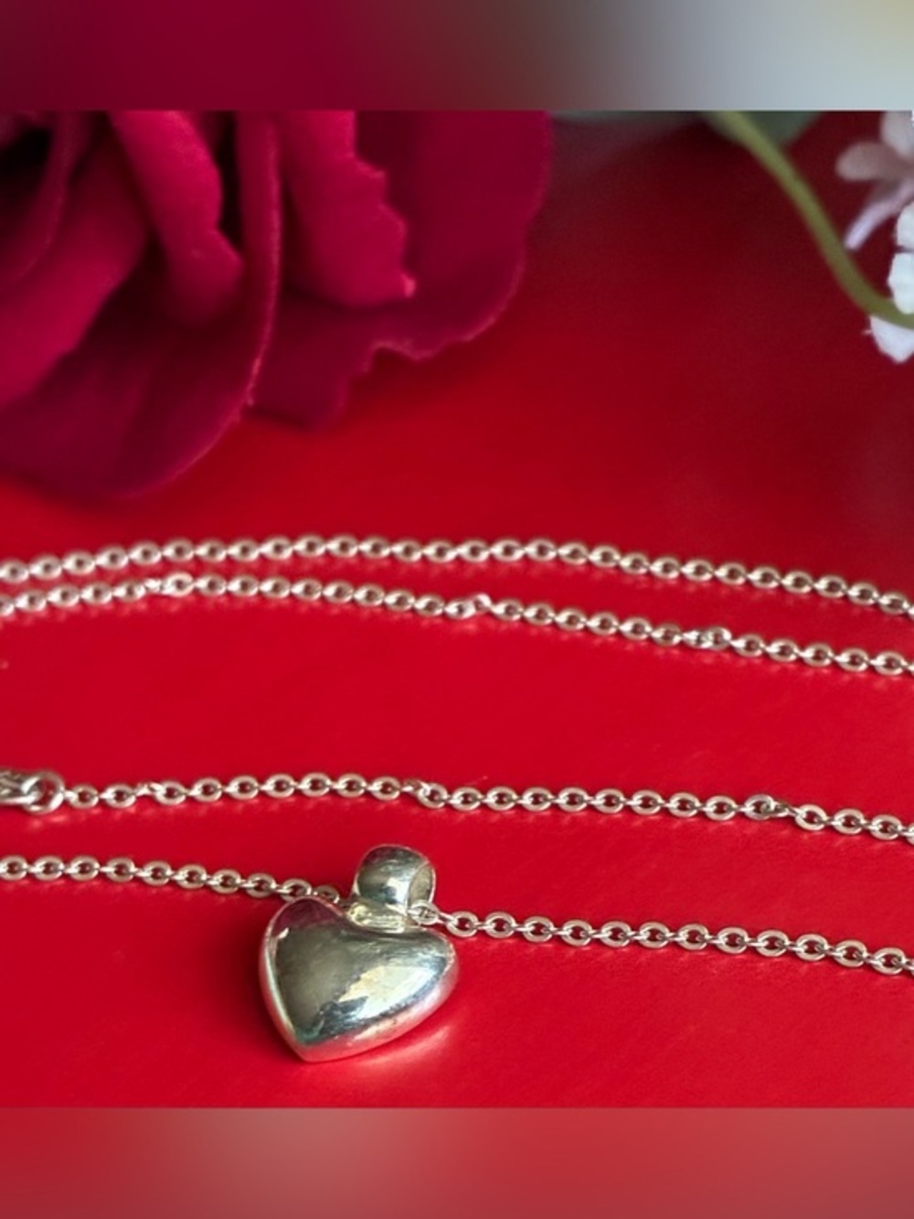 925 Silver Necklace,Sterling Heart Pendant Necklace - Silver 19”